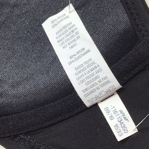 🏖️ Aerie Swim Classic Black Adjustable Bra Straps Bikini Top Sz. 32D - Picture 6 of 9